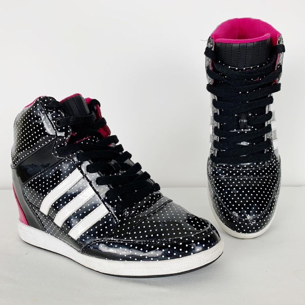 Adidas Neo Wedge Hi Top White Polka Dot Sneakers